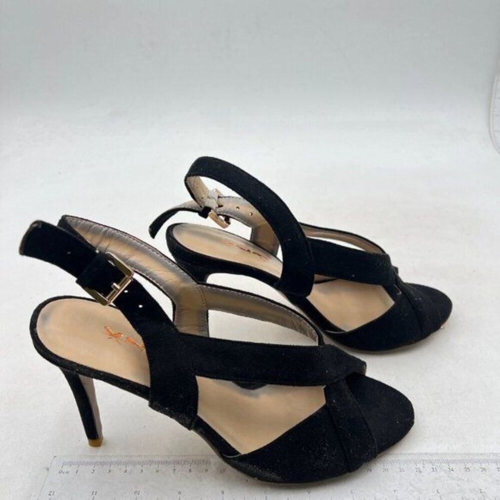 XYD Black Sexy Peep Toe Slingback Sandal High Heel V Cut Summer Party Event Shoe
